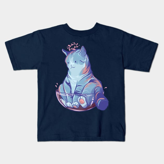 Cute Cat in Container Kids T-Shirt by Claire Lin